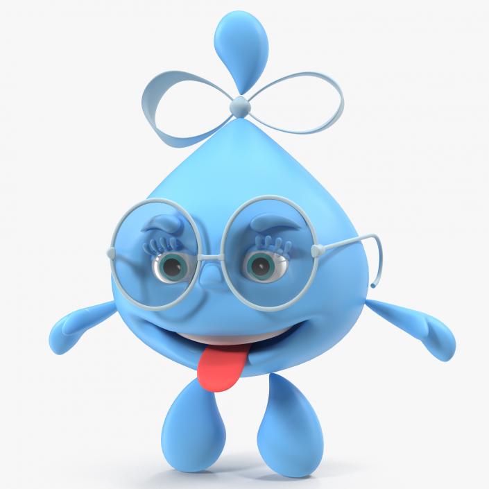 3D Water Drop Cartoon Lady Character model