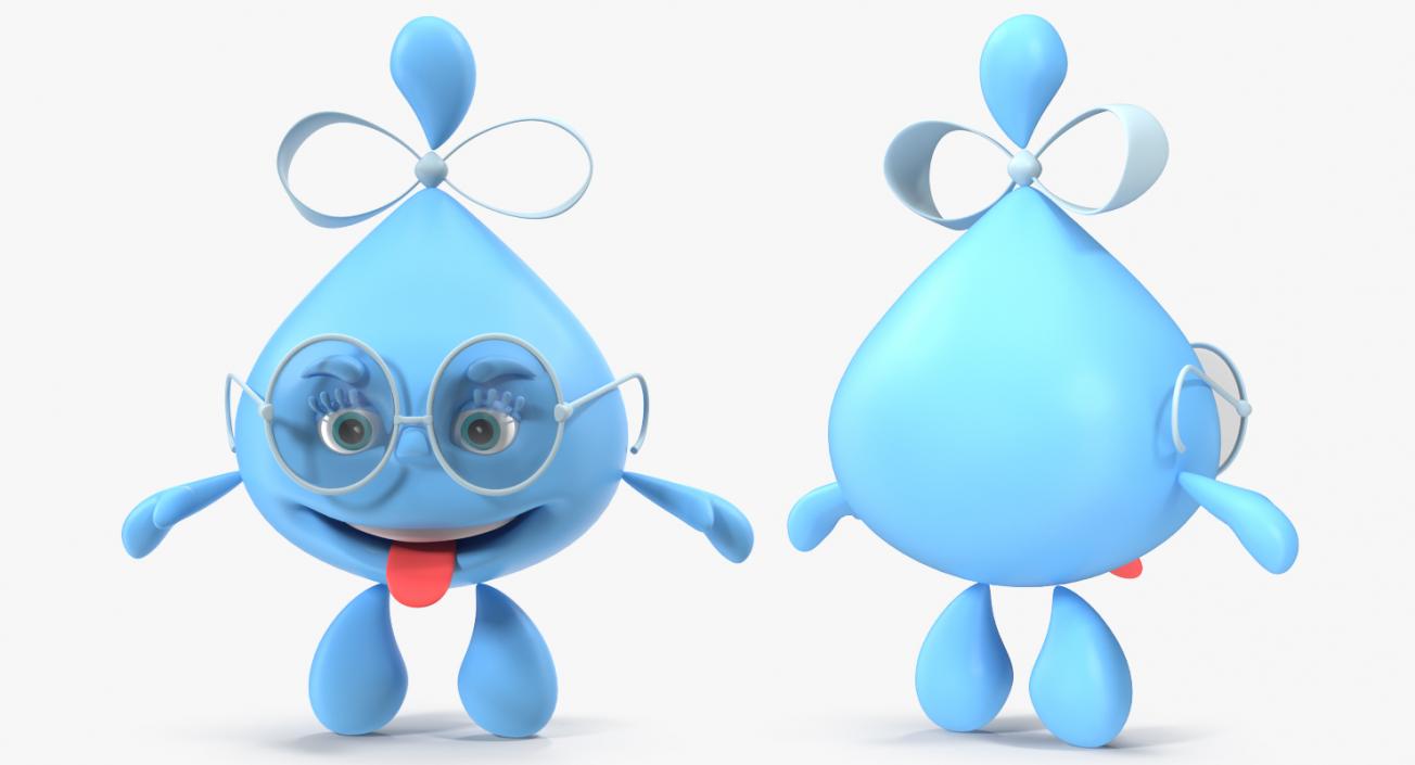 3D Water Drop Cartoon Lady Character model