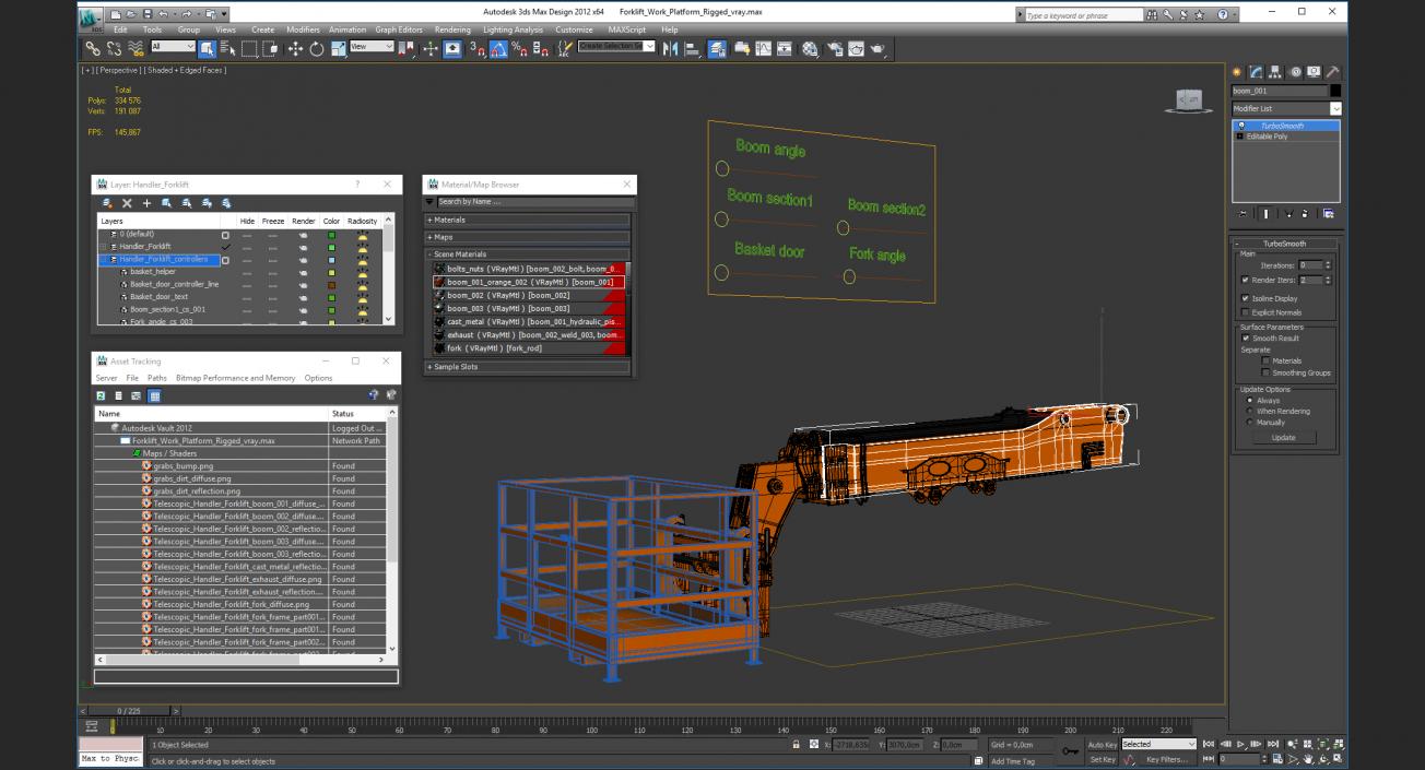 Forklift Work Platform Rigged 3D model