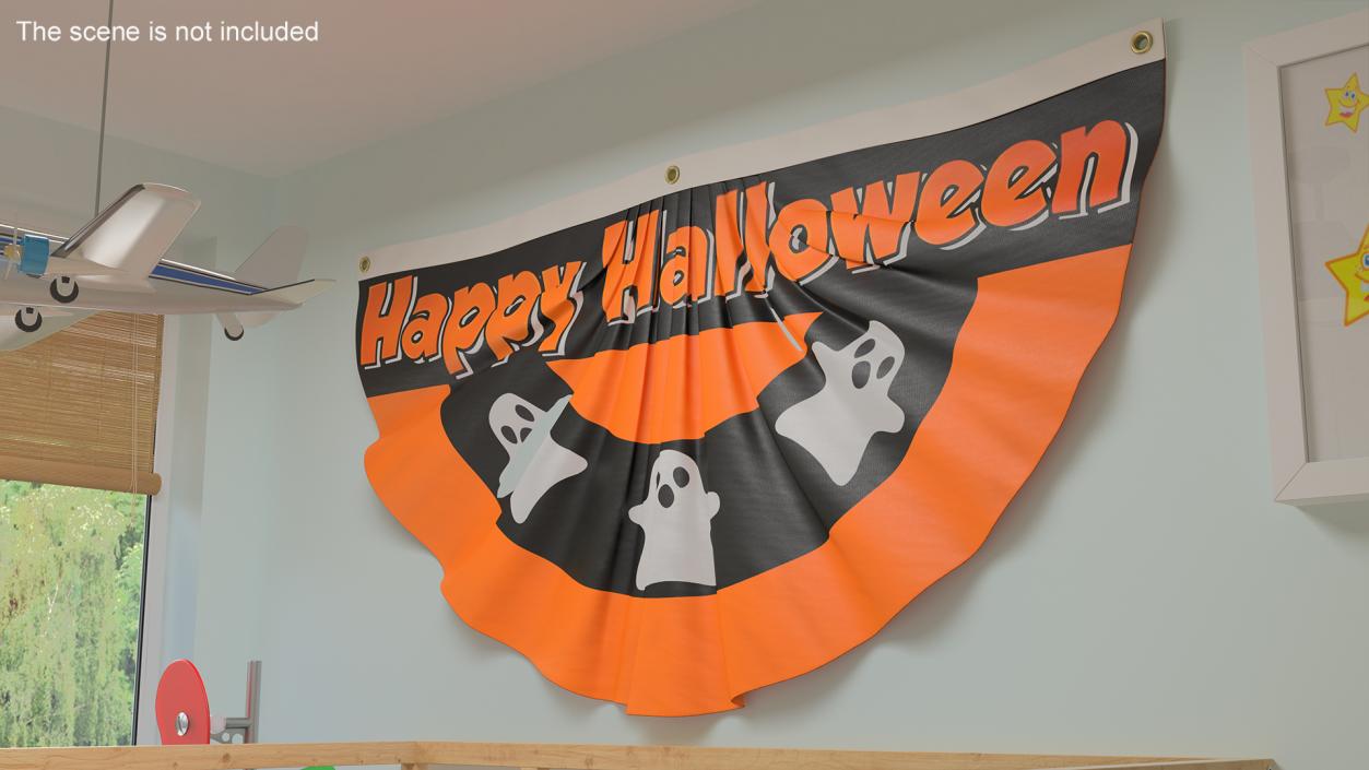 Halloween Bunting Flag Banner 3D model