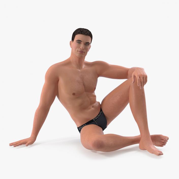 Fitness Man Sitting Pose 3D model