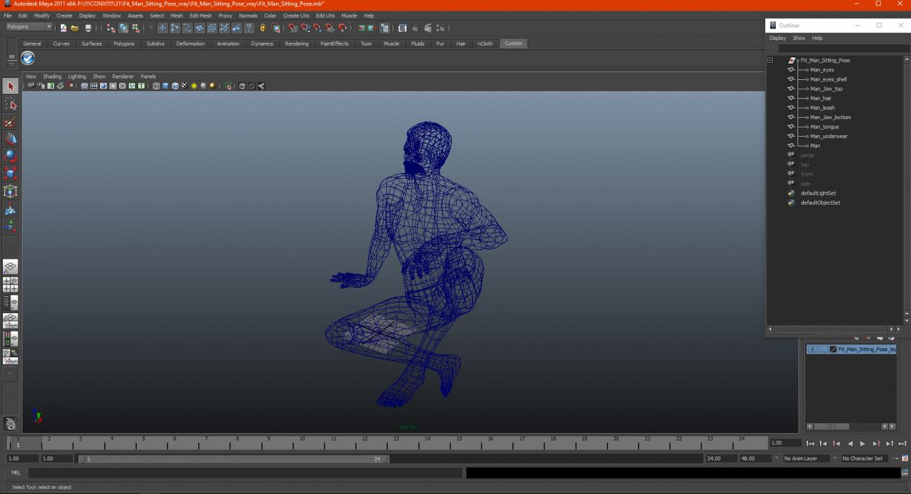 Fitness Man Sitting Pose 3D model