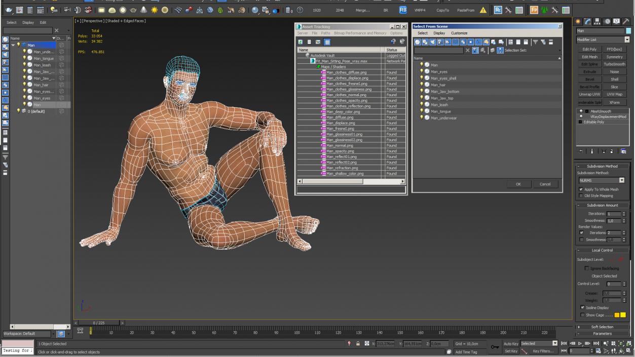 Fitness Man Sitting Pose 3D model