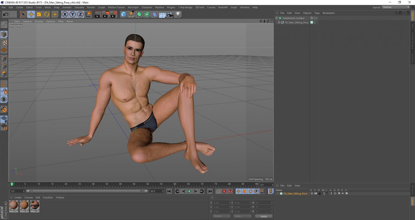 Fitness Man Sitting Pose 3D model