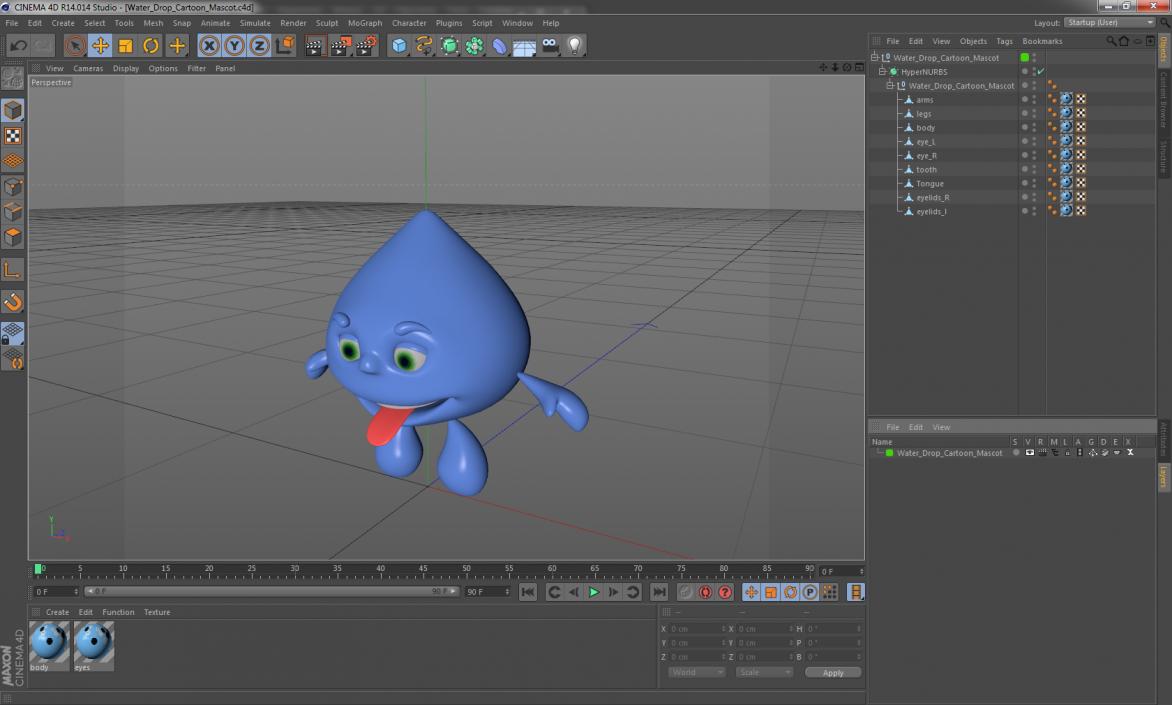 3D model Water Drop Cartoon Mascot