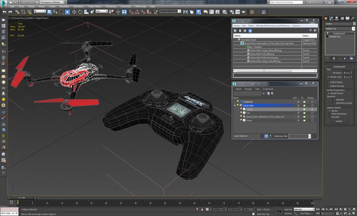 3D Quad Rotor Helicopter LaTrax Alias Set model