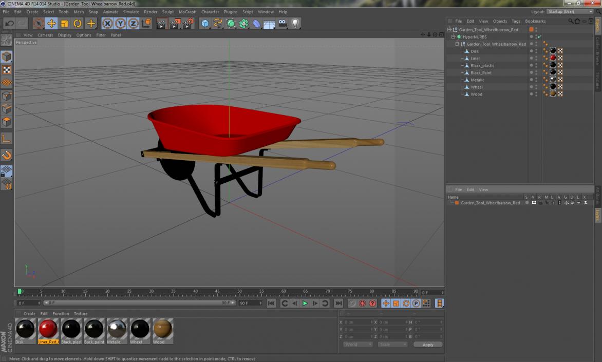 Garden Tool Wheelbarrow Red 3D