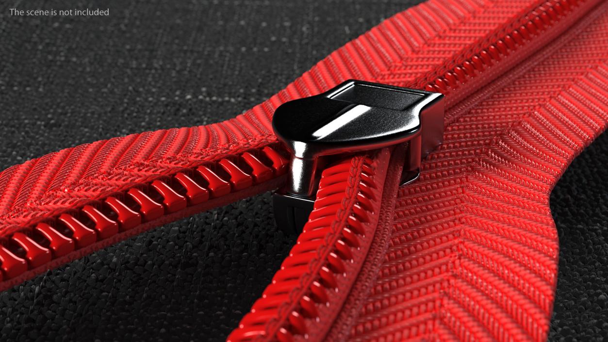 3D Nylon Invisible Zipper with Slider Red model