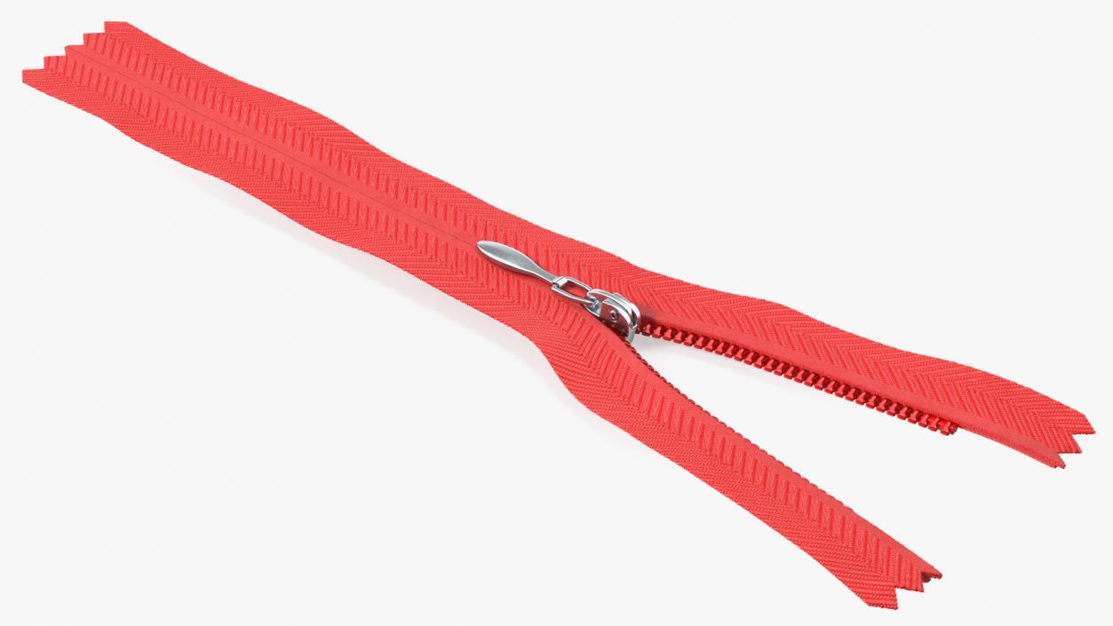 3D Nylon Invisible Zipper with Slider Red model