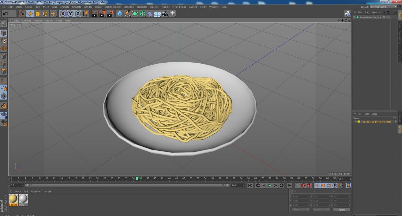 3D model Cooked Spaghetti on Plate