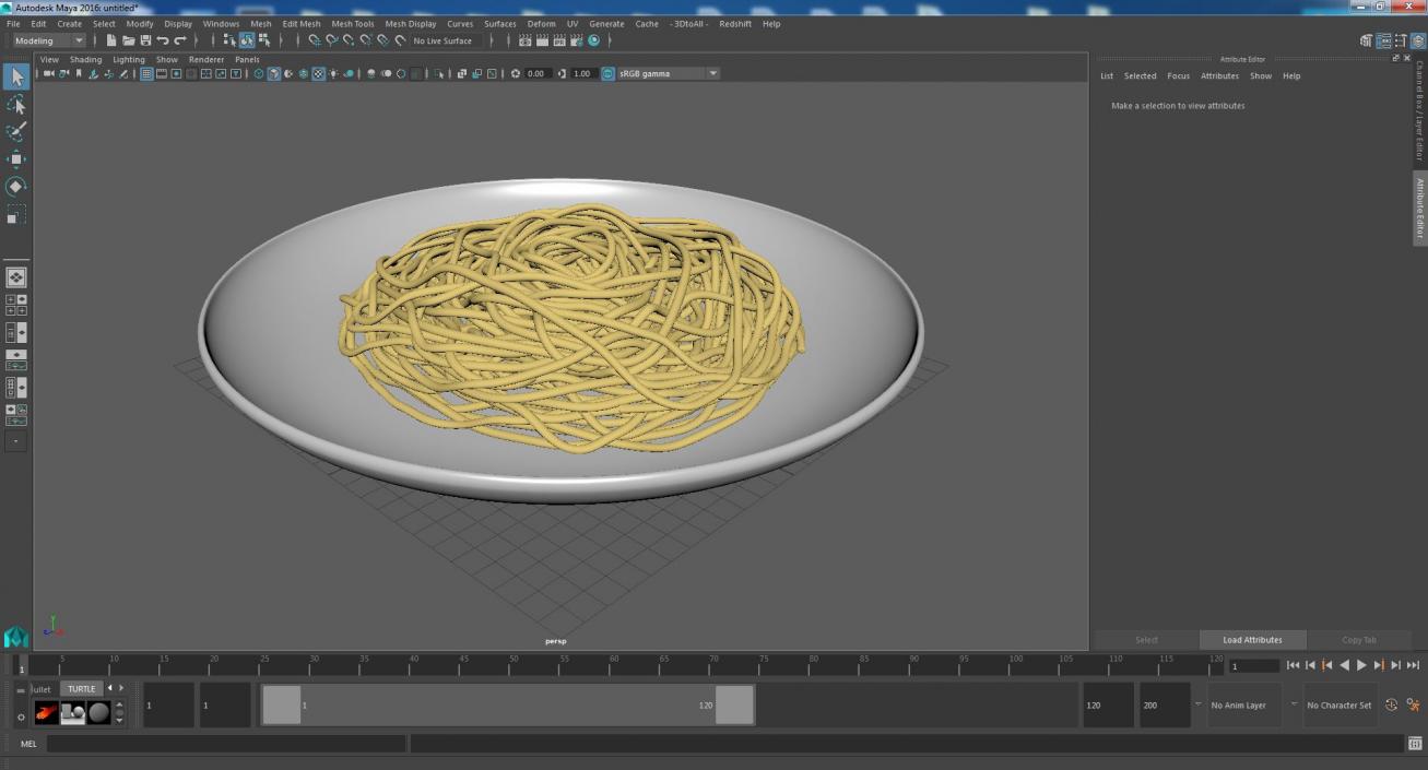 3D model Cooked Spaghetti on Plate