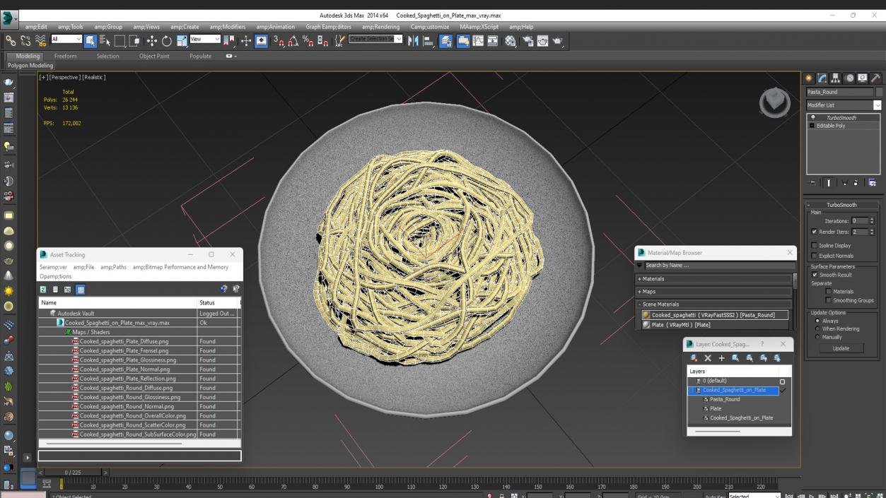 3D model Cooked Spaghetti on Plate