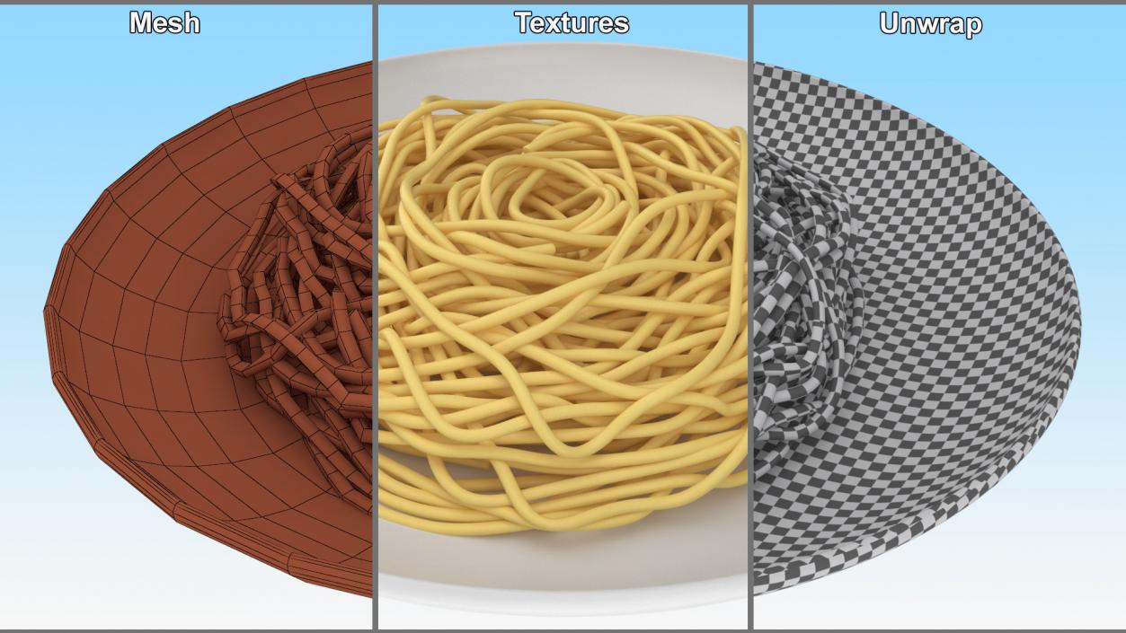 3D model Cooked Spaghetti on Plate