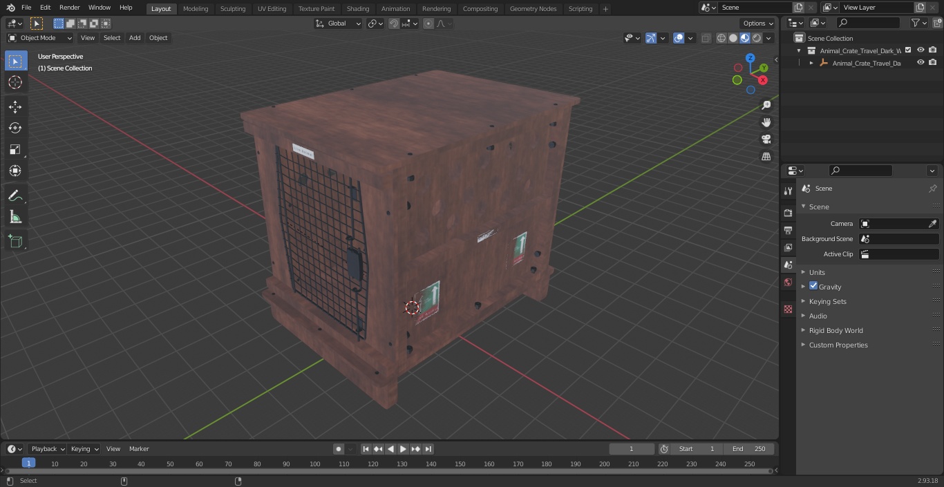 Animal Crate Travel Dark Wood 3D model