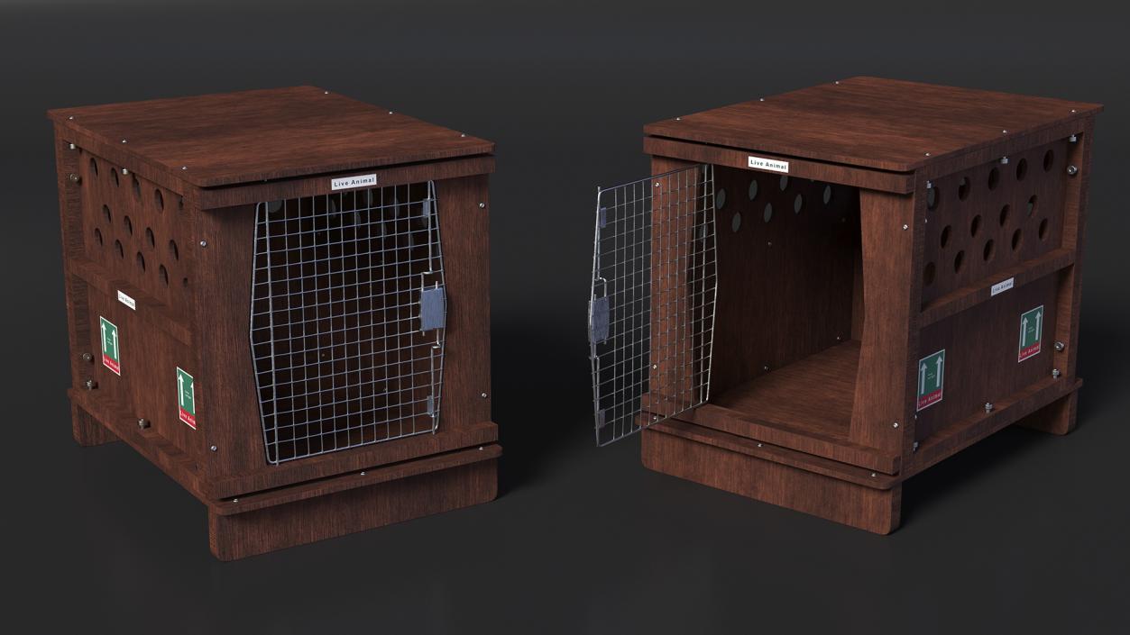 Animal Crate Travel Dark Wood 3D model