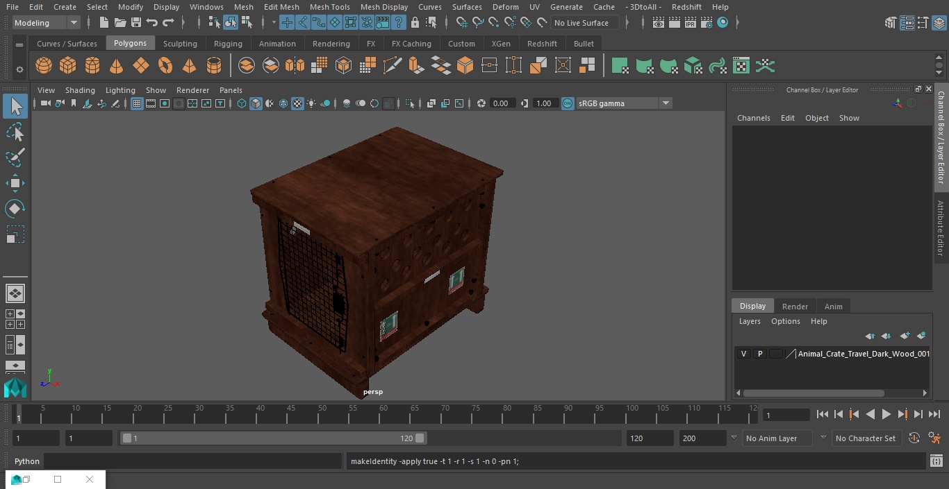 Animal Crate Travel Dark Wood 3D model