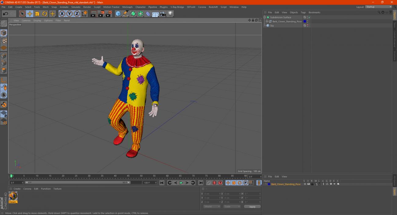 Bald Clown Standing Pose 3D model