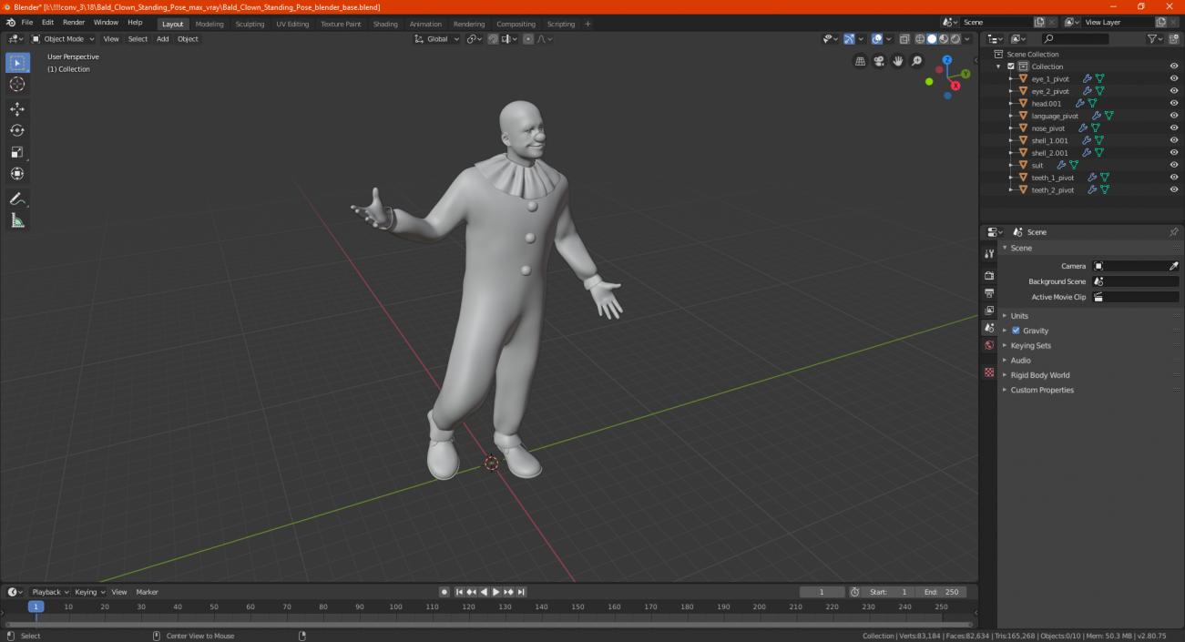 Bald Clown Standing Pose 3D model