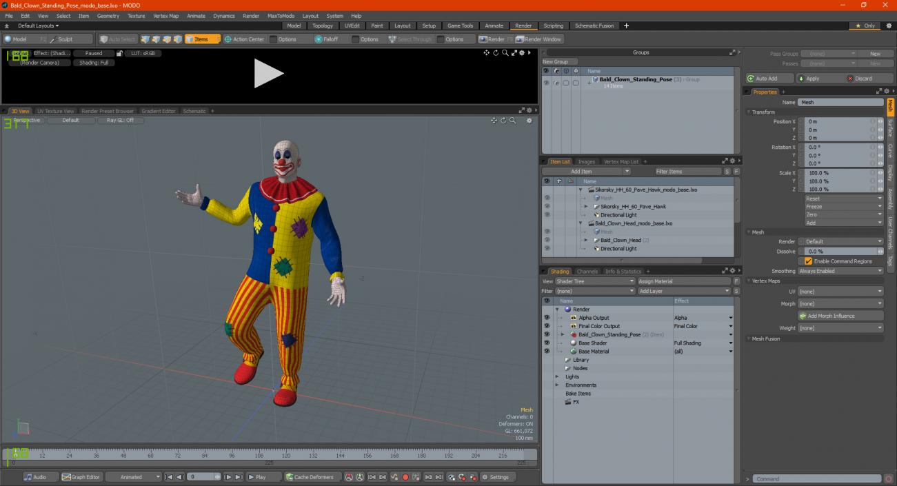 Bald Clown Standing Pose 3D model