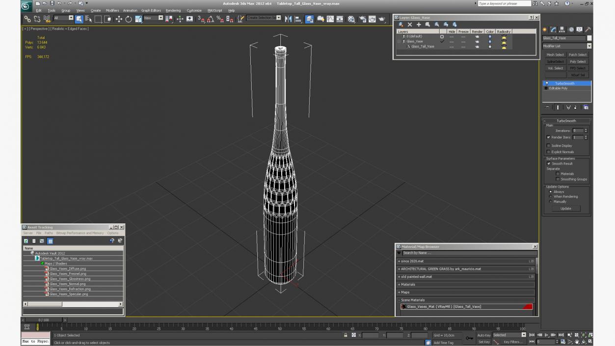 Tabletop Tall Glass Vase 3D model