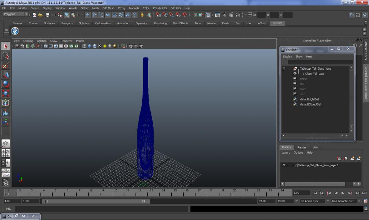 Tabletop Tall Glass Vase 3D model