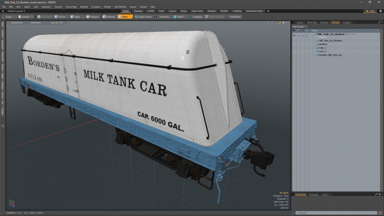 3D Milk Tank Car Bordens