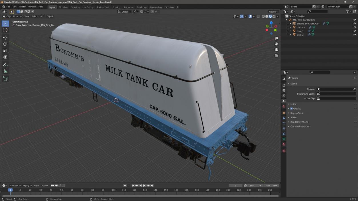 3D Milk Tank Car Bordens