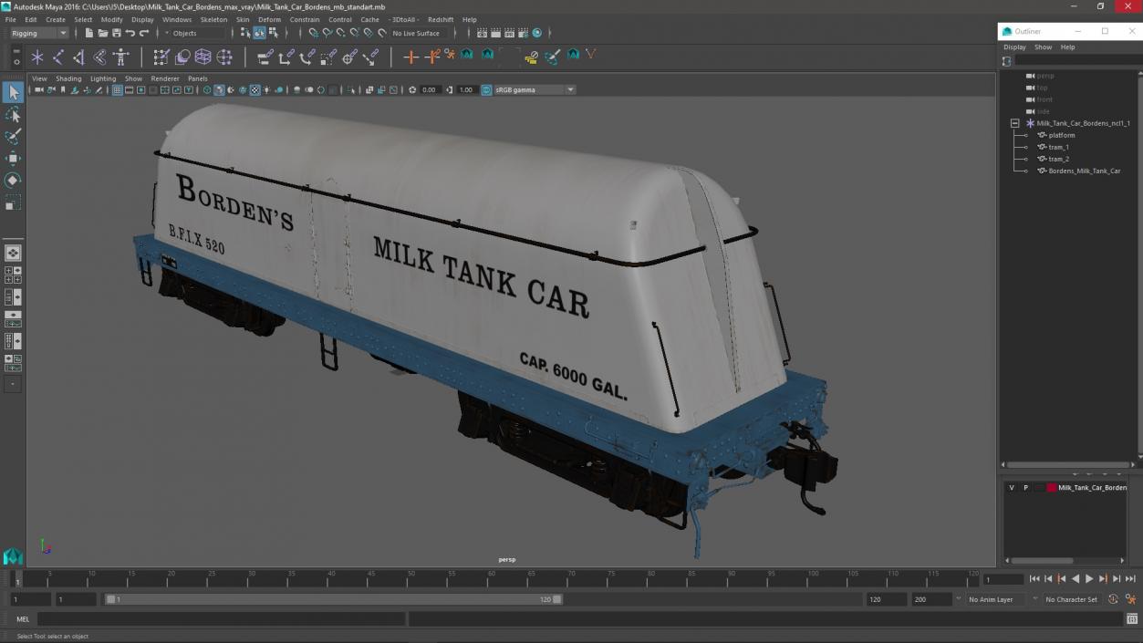 3D Milk Tank Car Bordens