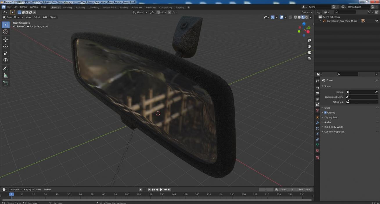 Car Interior Rear View Mirror 3D model