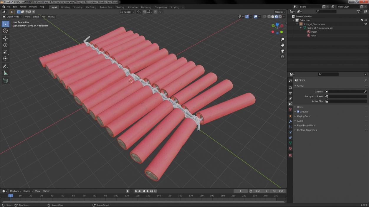 String of Firecrackers 3D