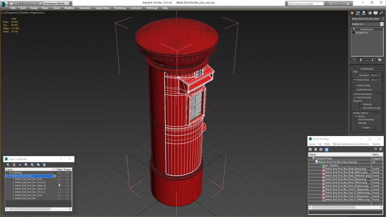 3D model British Red Post Box