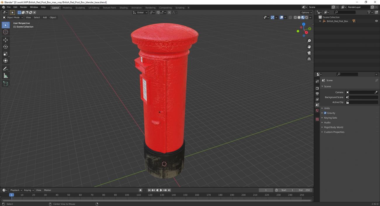 3D model British Red Post Box