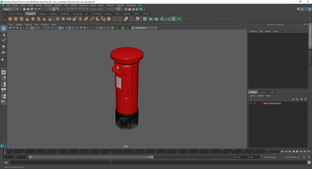 3D model British Red Post Box