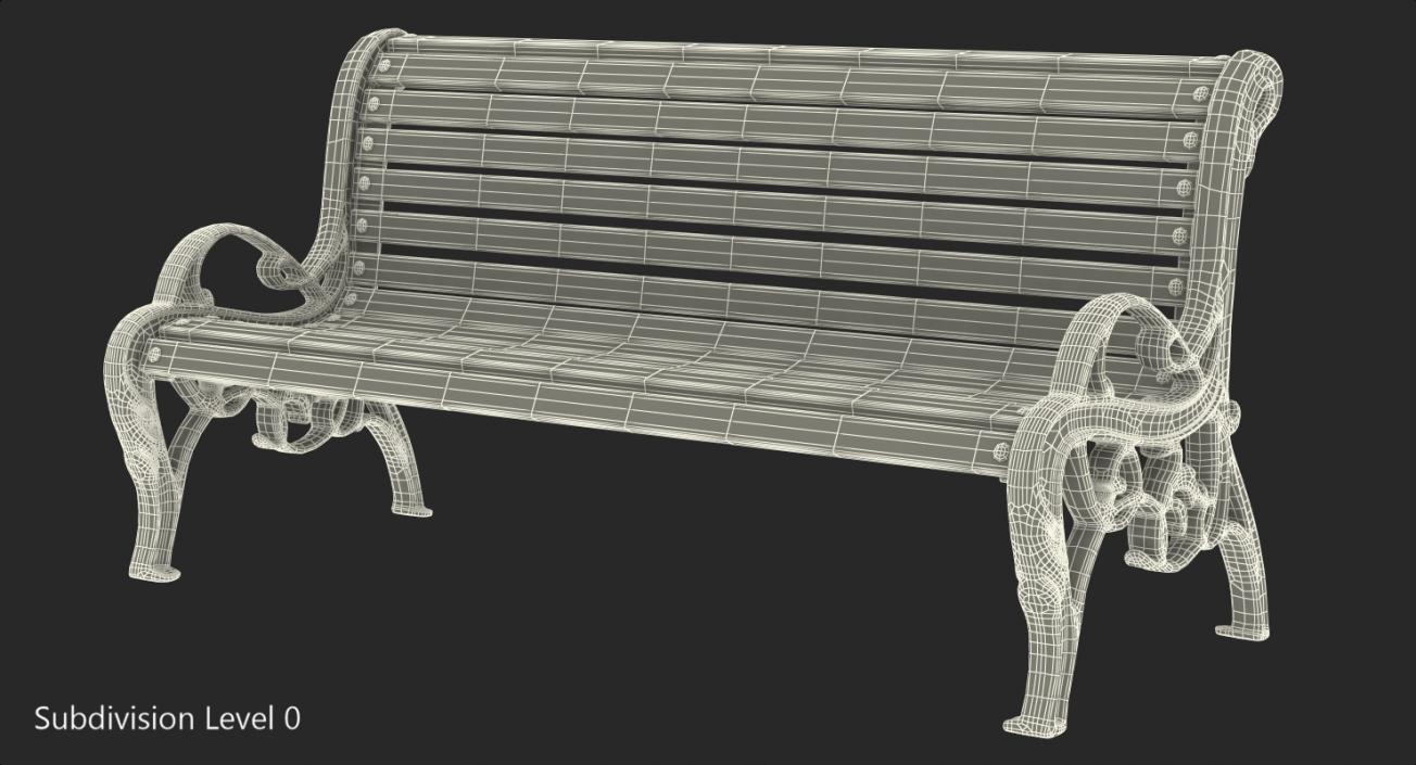 3D Classic Park Bench model