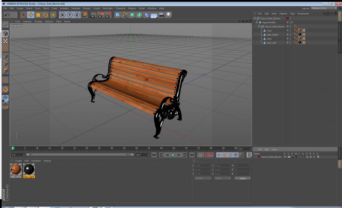 3D Classic Park Bench model