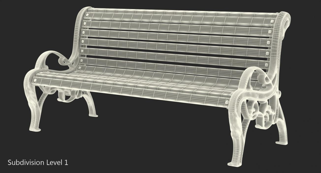 3D Classic Park Bench model