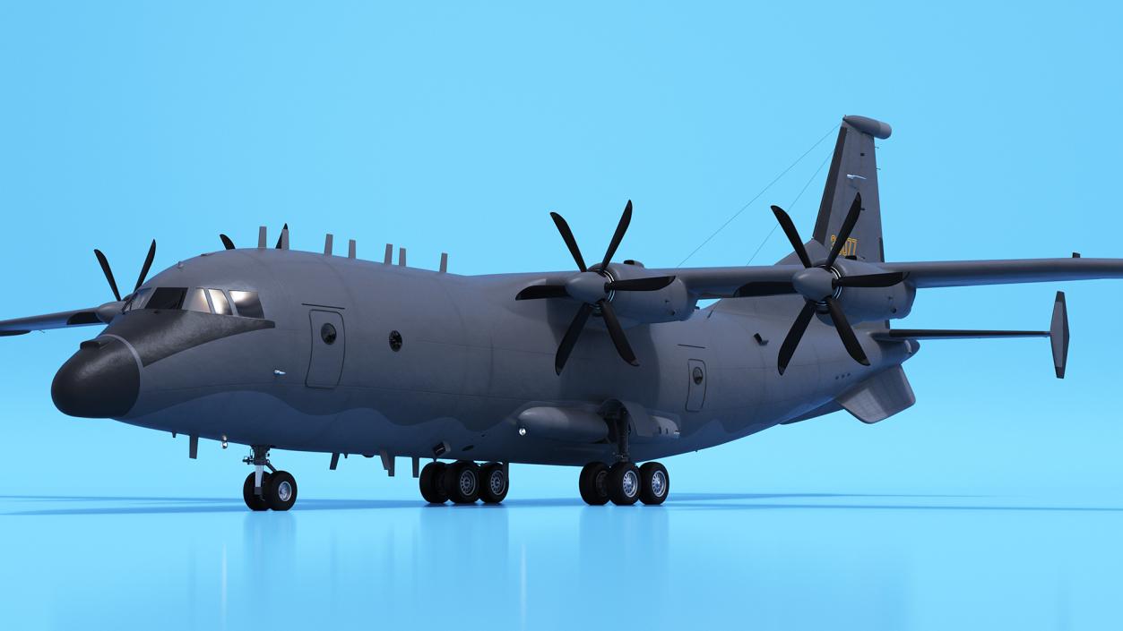 Military Turboprop Transport Aircraft Rigged 3D model