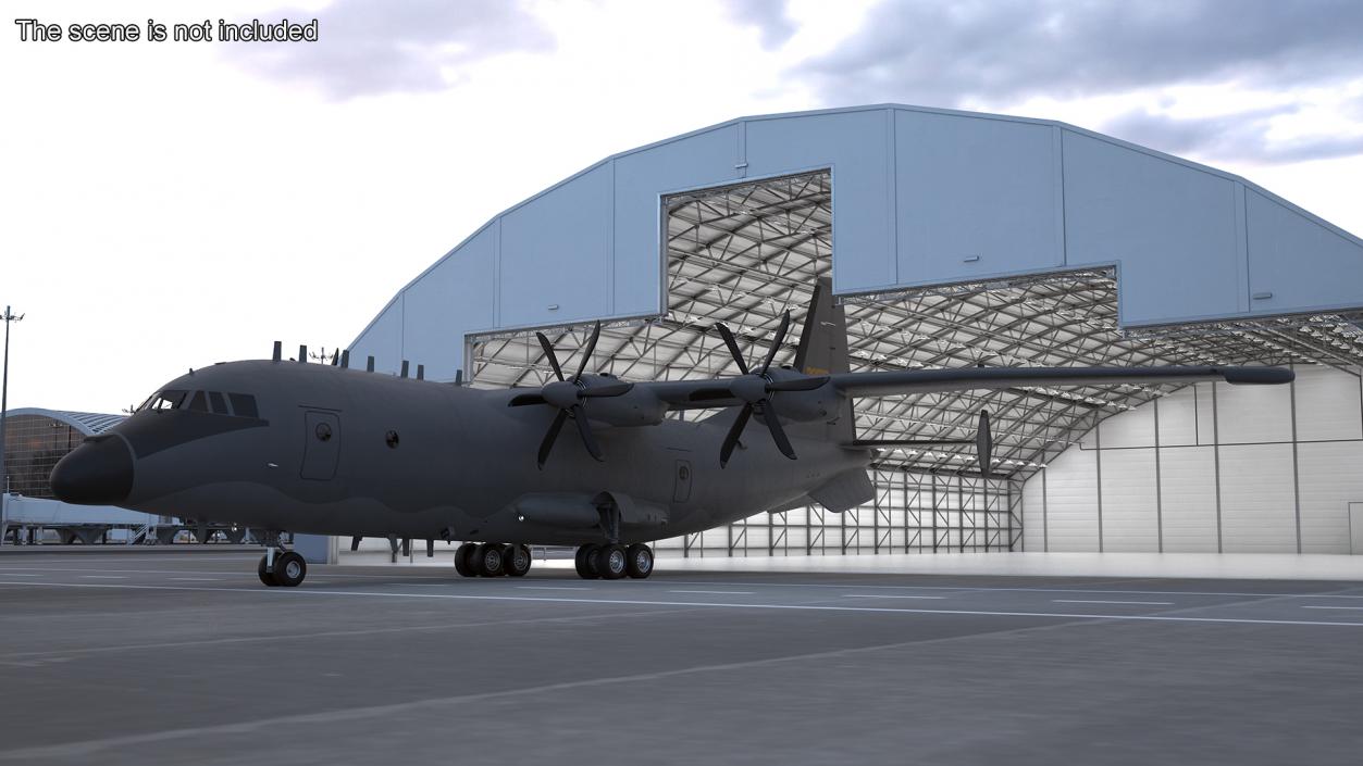 Military Turboprop Transport Aircraft Rigged 3D model