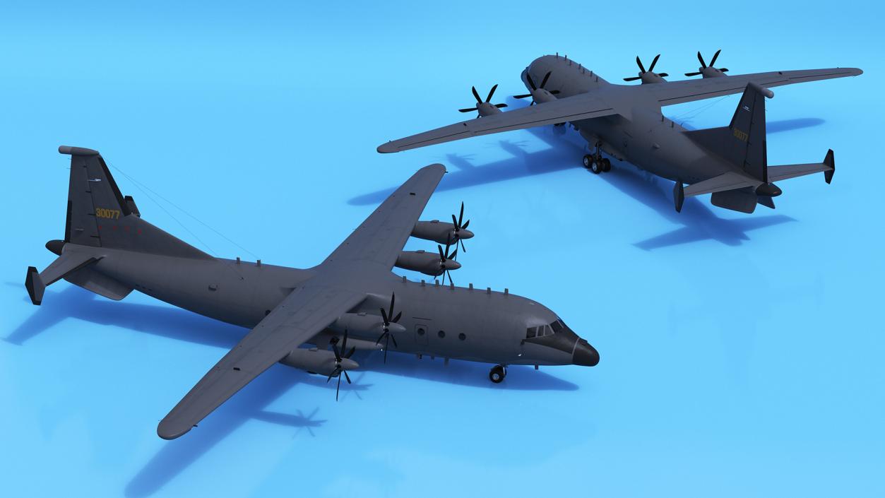 Military Turboprop Transport Aircraft Rigged 3D model