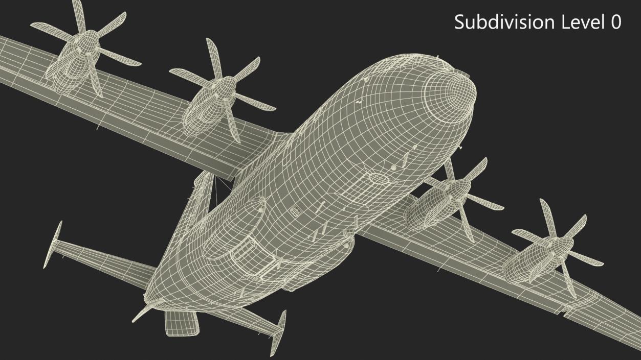 Military Turboprop Transport Aircraft Rigged 3D model