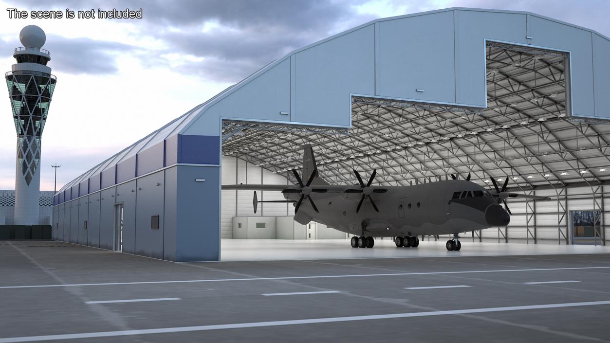 Military Turboprop Transport Aircraft Rigged 3D model