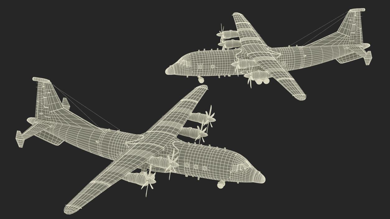 Military Turboprop Transport Aircraft Rigged 3D model