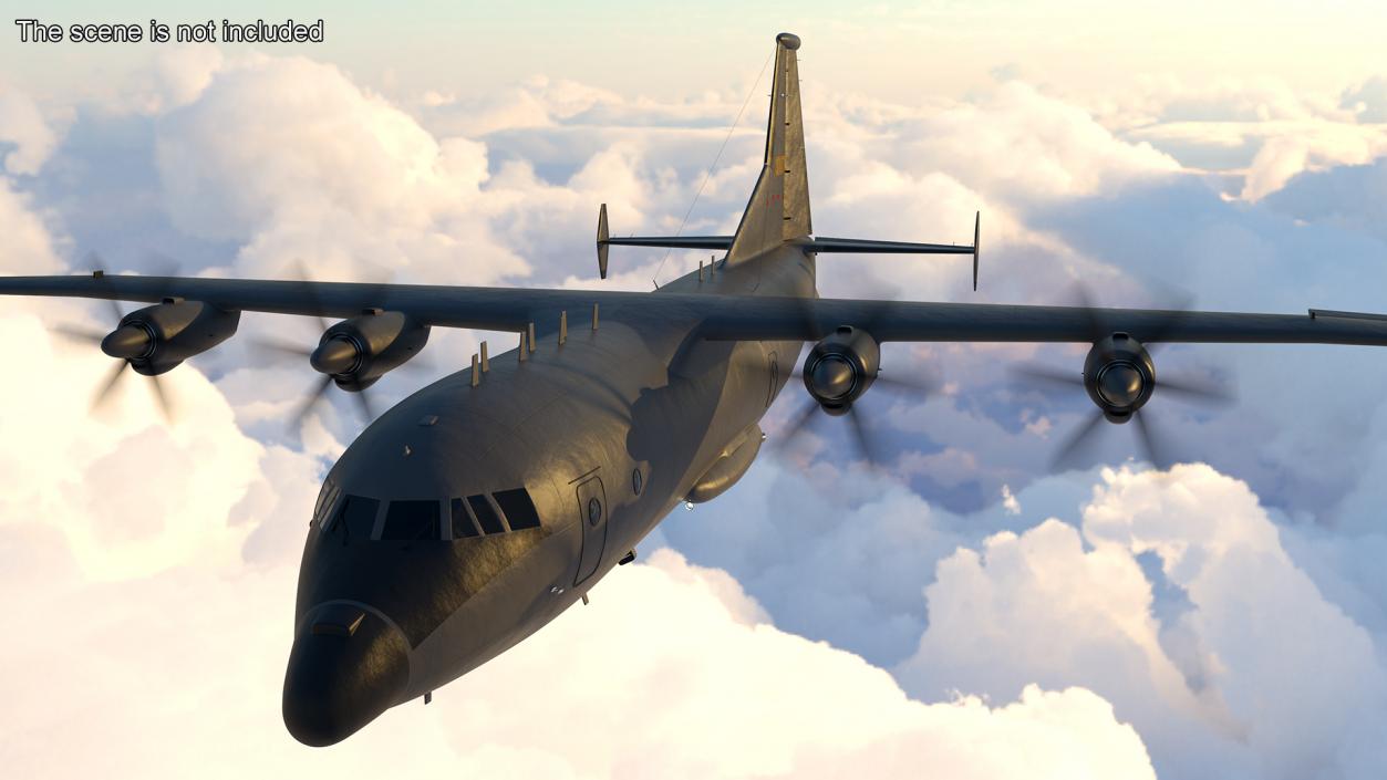 Military Turboprop Transport Aircraft Rigged 3D model