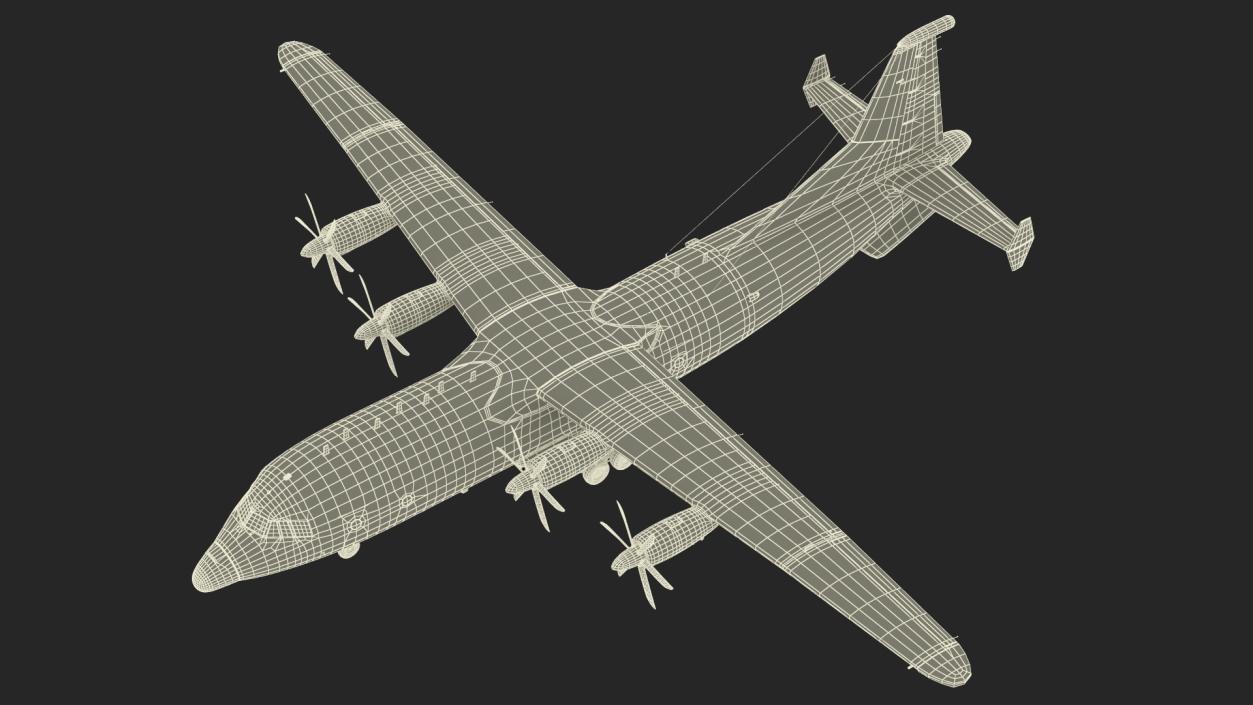 Military Turboprop Transport Aircraft Rigged 3D model