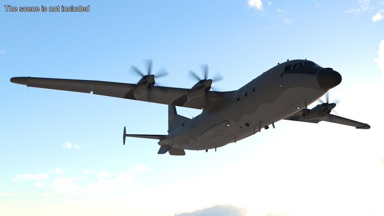 Military Turboprop Transport Aircraft Rigged 3D model