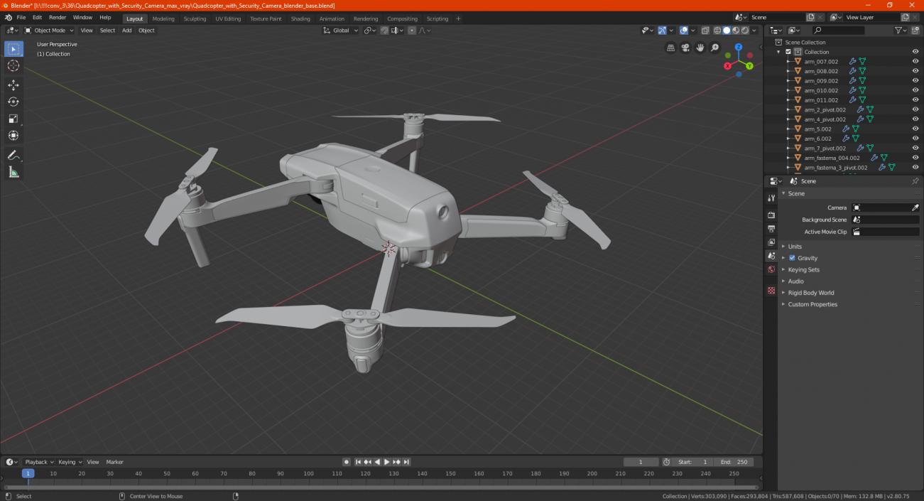 3D Quadcopter with Security Camera