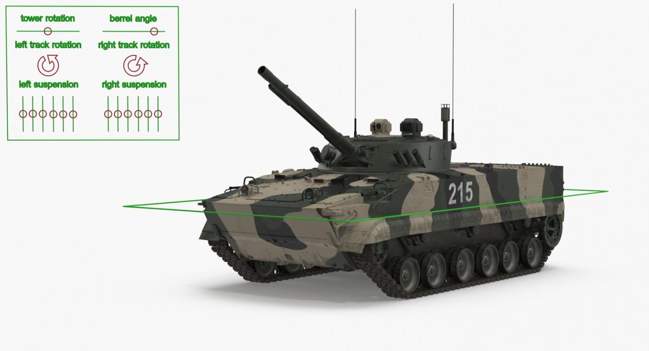 3D Infantry Fighting Vehicle BMP-3 Rigged model