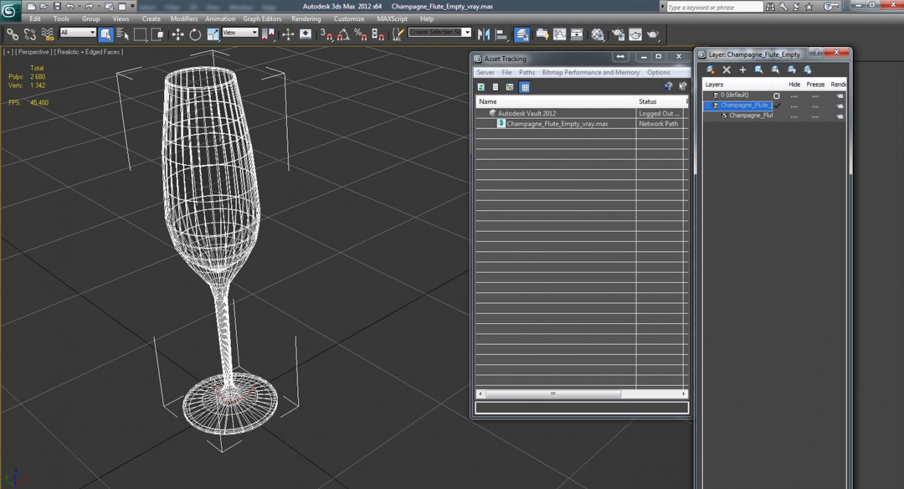 3D Champagne Flute Empty