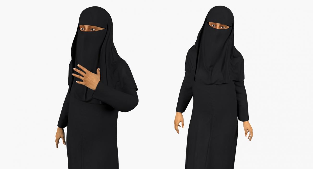 3D model Arabian Woman in Black Abaya Rigged