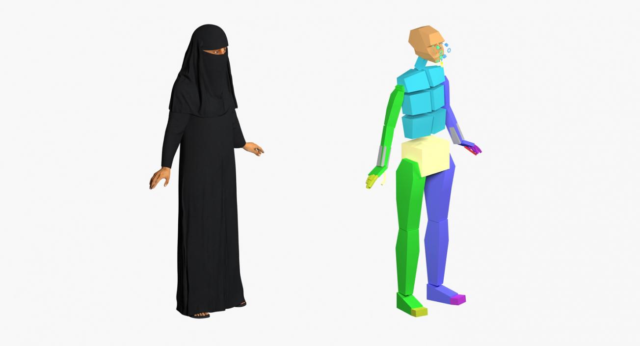 3D model Arabian Woman in Black Abaya Rigged